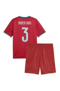 Portugali Ruben Dias #3 Jalkapallovaatteet Lasten Kotipeliasu MM-kisat 2026 Lyhythihainen (+ Lyhyet housut)